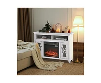 Slickblue Electric Fireplace Mantel Tv Stand w/ Adjustable Shelves 2 Storage Cabinets