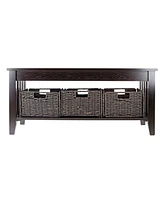 Slickblue 2-Tier Coffee Table with 3 Storage Baskets for Living Room Organization and Style