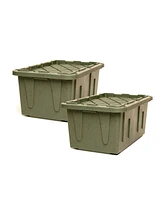 Homz Durabilt 27 Gallon Heavy Duty Storage Tote with Lid, Green Camo (2 Pack)