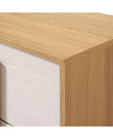 LuxenHome Natural and White 20.7-Inch Tall 2-Drawer Nightstand End Table