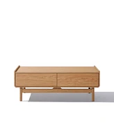 LuxenHome Summer Oak Engineered Wood Coffee Table with Storage