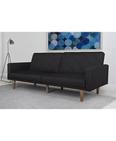 Slickblue Mid-Century Modern Linen Upholstered Sofa Bed with Classic Wood Legs