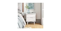 Slickblue Farmhouse 2-Drawer Nightstand for Bedroom Storage and Rustic Home Decor