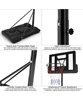 Gymax Height Adjustable Portable Basketball Hoop System Shatterproof Backboard Wheels