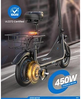 Urbanmax C1/C1 Pro Electric Scooter with Seat, 450W Powerful Motor up to 20/25 Miles Range, Foldable Electric Scooter for Adults Max Speed 15.5/18.6 M