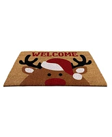 Kate Aurora Festive Winter Wonderland Christmas Reindeer Bristled Outdoor All Season Welcome Mat - 18"x30"