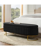 Raquel Storage Bench with Metal Legs and Channel Tufted