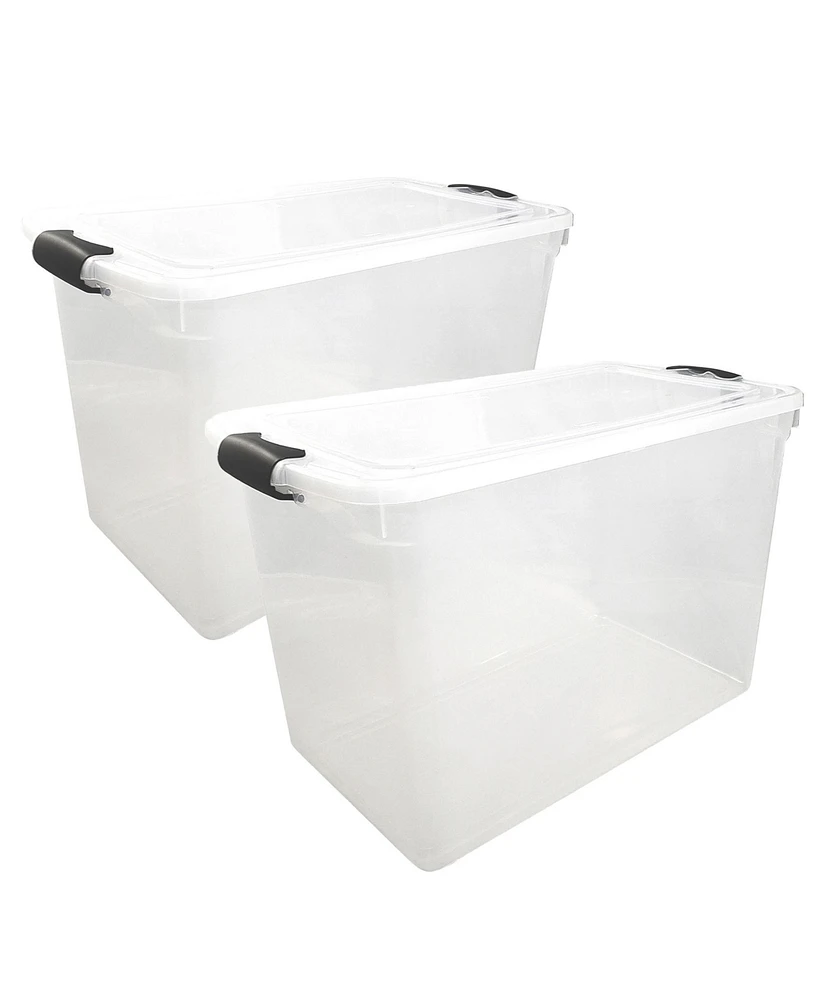 Homz 112 Quart Latching Plastic Storage Container, Extra Large, Clear (2 Pack)