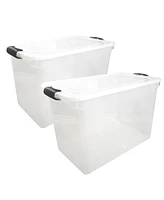 Homz 112 Quart Latching Plastic Storage Container, Extra Large, Clear (2 Pack)