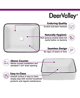 DeerValley 19" White Vitreous China Rectangular Vessel Bathroom Sink with Top Black Trim