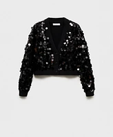 Mango Women's Paillettes Knit Cardigan