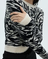 Mango Women's Zebra Round Neck Sweater