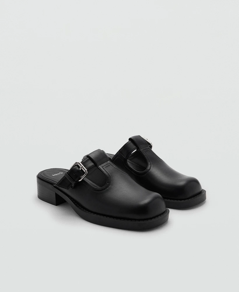 Mango Women's Buckle Detail Mule-Style Clogs