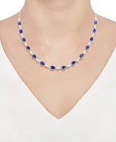 Lab Grown Blue Sapphire (12-1/3 ct. t.w.) & Lab Grown White Sapphire (3-1/2 ct. t.w.) Pear Collar Necklace in Sterling Silver, 16" + 2" extender