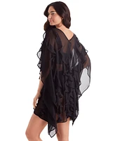 Mimi Flamingo Women's Breeze Ruffle-Trim Poncho Cover-Up
