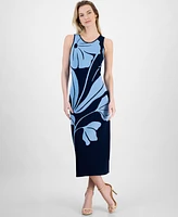 T Tahari Women's Exploded-Floral-Print Sweater Dress