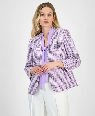 Kasper Women's Tweed Open-Front 3/4-Sleeve Jacket, Regular and Petite