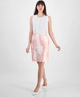 Kasper Women's Floral-Print Scalloped-Edge Pencil Skirt, Regular and Petite Sizes