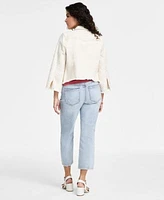Liverpool Los Angeles Womens Embroidered Floral Jacket Knit Top Jeans