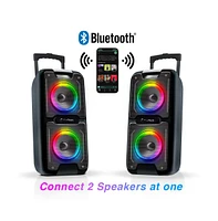 Toptech Al-101 Bluetooth Speaker, Dual 6.5" Woofer 3000W, Disco Light