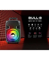 Toptech Bull-8 Bluetooth Party Speaker, 8" Woofer, 3000W, Disco Light