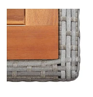 vidaXL Patio Table Anthracite Poly Rattan and Solid Acacia Wood