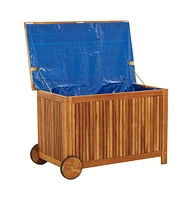 vidaXL Patio Storage Box with Wheels 35.4"x19.7"x22.8" Solid Wood Acacia