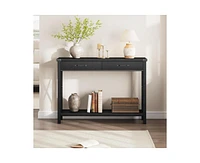 gaomon Wooden Entryway Table, Farmhouse Console Table with 2 Drawers, Sofa Table with Storage for Living Room