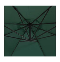 vidaXL Hanging Garden Parasol with Led Lighting 118.1" Green Metal Pole