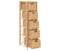 Storage Unit with 5 Baskets 10"x14.6"x39.4" Water Hyacinth