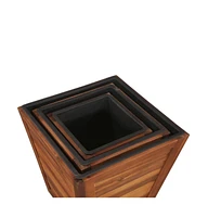 Garden Raised Bed Set 3 Pieces Square Solid Acacia Wood