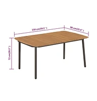 vidaXL Patio Table 59"x35.4"x28.3" Solid Acacia Wood and Steel