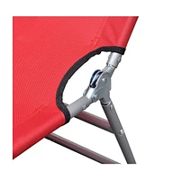 vidaXL Folding Sun Lounger with Head Cushion Powder-coated Steel Red