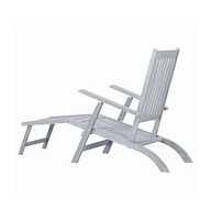 vidaXL Patio Deck Chair with Footrest Gray Wash Solid Acacia Wood