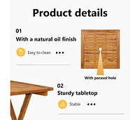 Folding Patio Table 27.6"x27.6"x29.5" Solid Acacia Wood