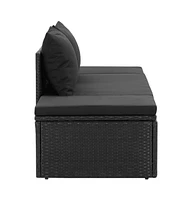 Sun Bed with Cushions Poly Rattan Black