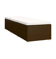 vidaXL Sun Lounger with Cushion and Tea Table Poly Rattan Brown