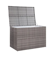 vidaXL Patio Storage Box Gray 59.1"x39.4"x39.4" Poly Rattan