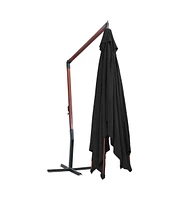 vidaXL Hanging Garden Parasol with Wooden Pole 157.5"x118.1" Black