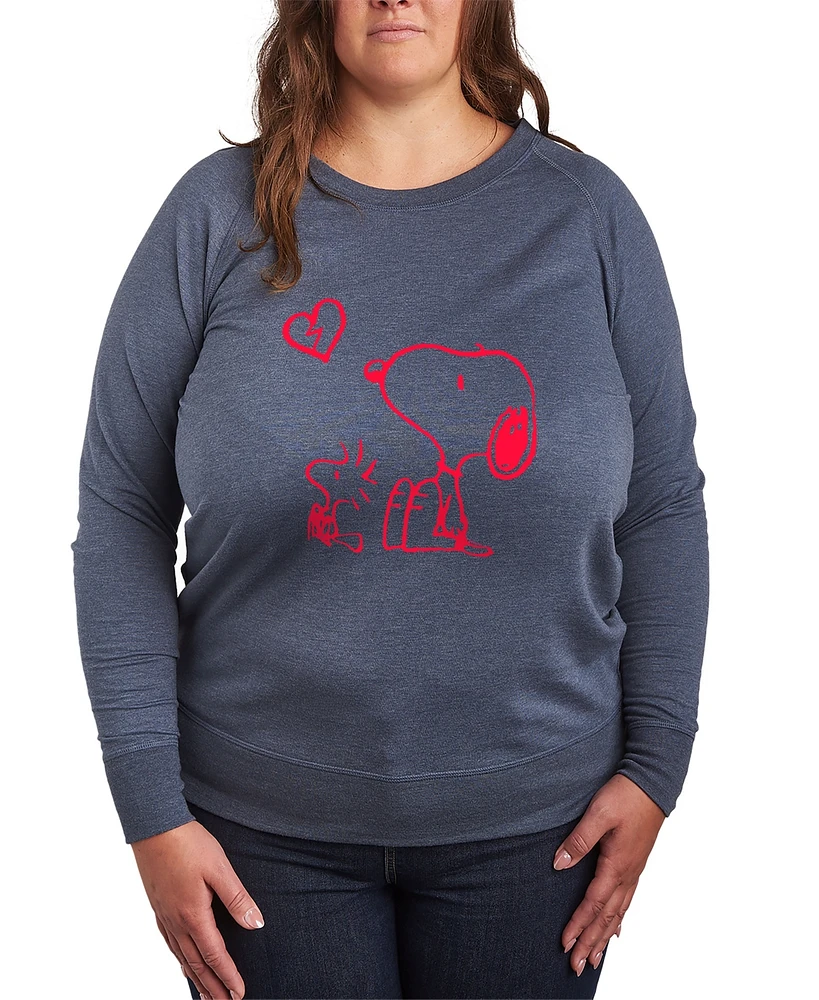 Hybrid Apparel Plus Size Peanuts Valentines Day Broken Heart Graphic Crew Neck Top