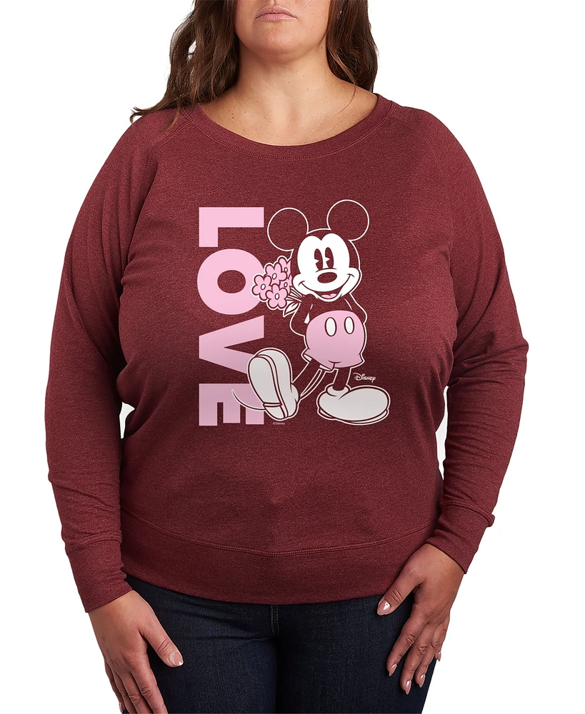 Hybrid Apparel Plus Size Disney Mickey Valentines Day Love Graphic Crew Neck Top