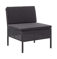 vidaXL 3 Piece Patio Lounge Set with Cushions Poly Rattan