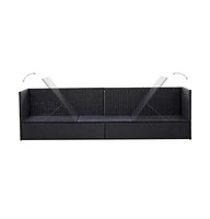 vidaXL Patio Bed with Cushion and Pillow Poly Rattan Black