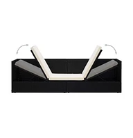 vidaXL Patio Bed with Cushion & Pillows Poly Rattan Black