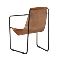Relaxing Armchair Brown Real Leather