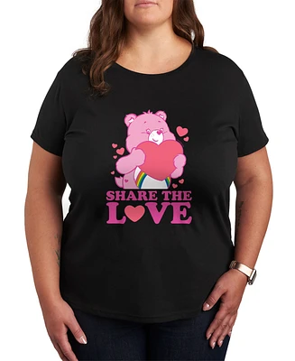 Hybrid Apparel Plus Trendy Care Bears Share The Love Graphic Crew Neck T-Shirt