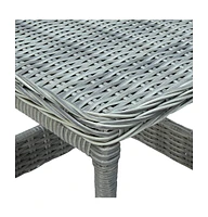 vidaXL Patio Table Light Gray 17.7"x17.7"x18.3" Poly Rattan