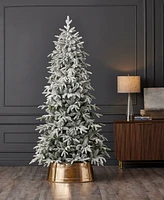 Seasonal 7.5ft Shadow Woods Flocked Spruce Tree, 400 Warm Led Lights