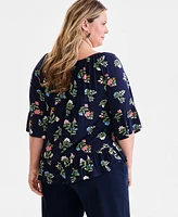 Style & Co Plus Printed Convertible Top