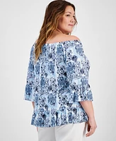 Style & Co Plus Printed Convertible Top